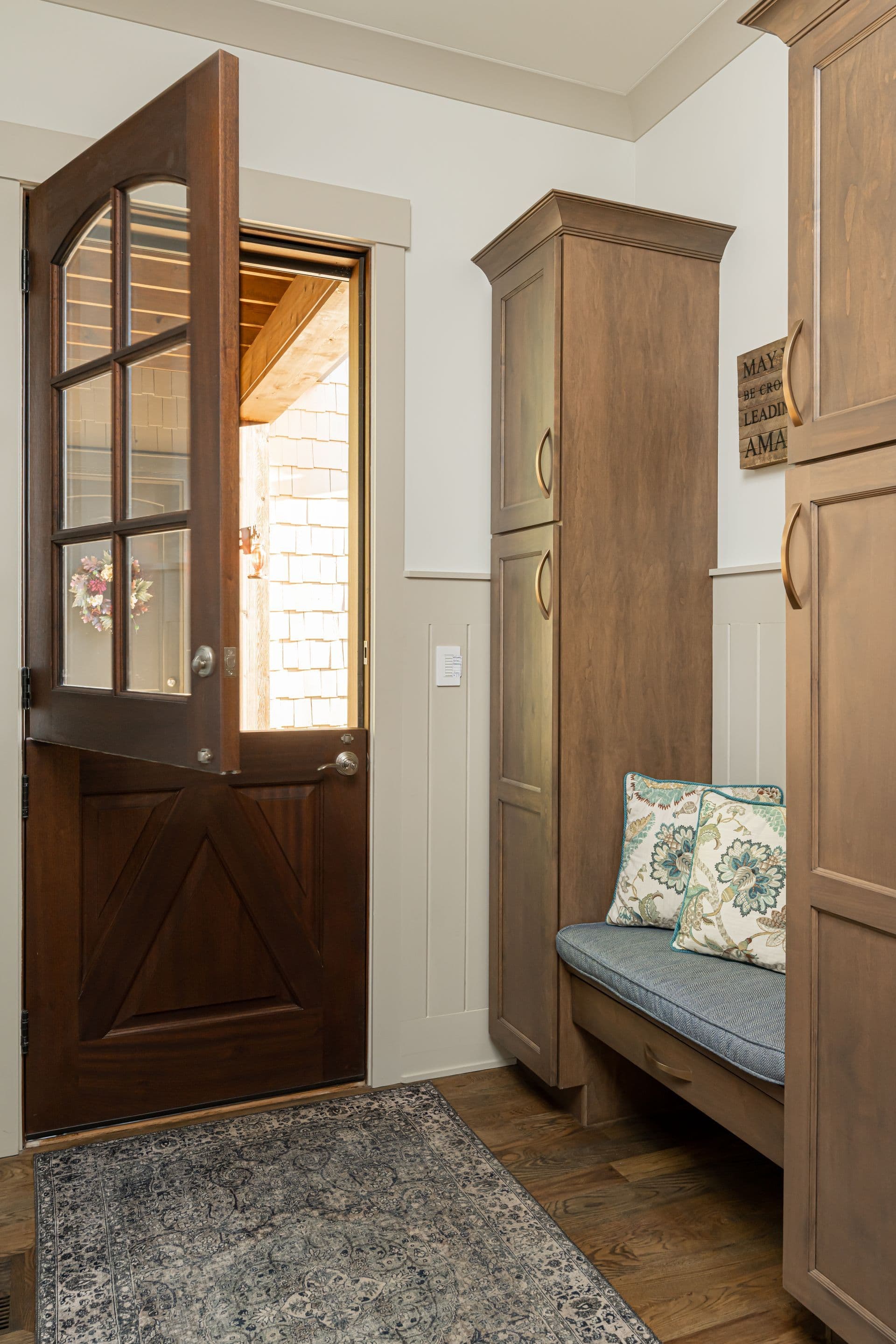 Dutch door detail at the garage entry