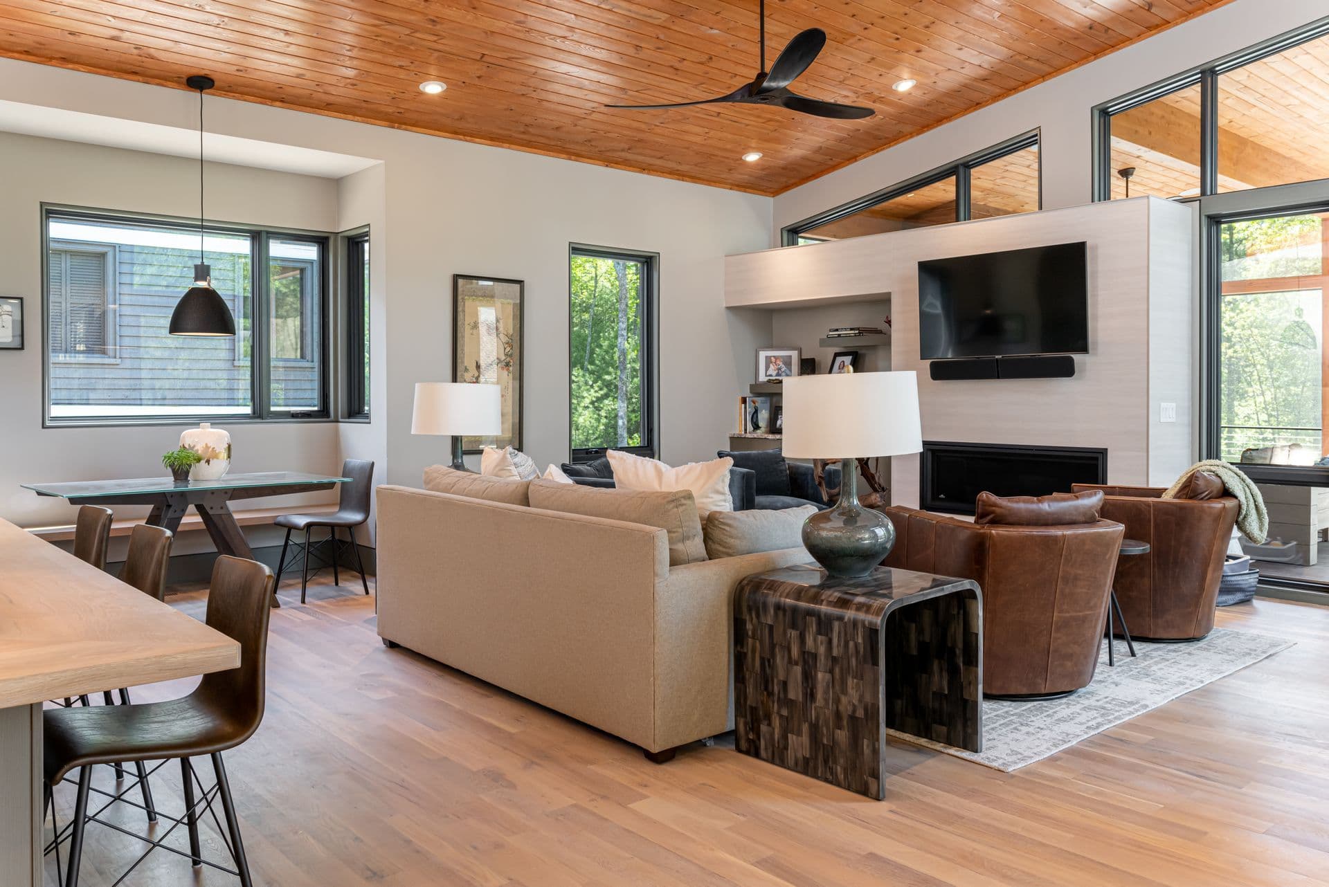 Relaxed living nook with organic textures