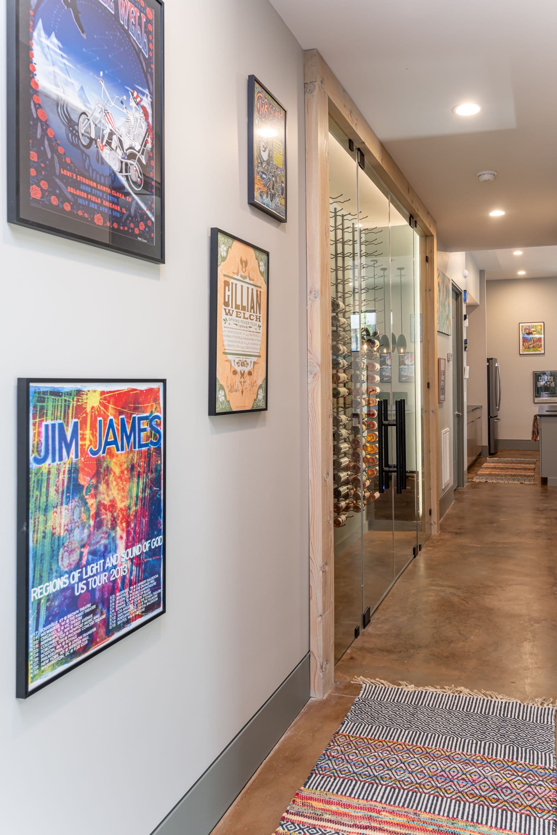 Hallway leading to the custom wine closet